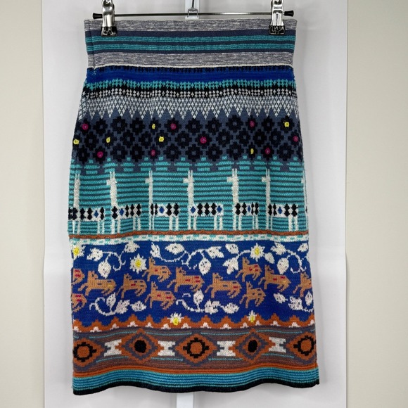 Anthropologie HWR Wool Blend Sweater Pencil Skirt Magenta/Hot Pink Accents‎ Sz S - Picture 5 of 12